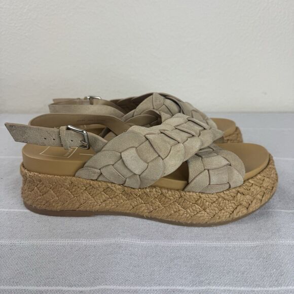 Dolce Vita Winder Crossover Strap Espadrille Platform Sandals Beige Tan 9.5 - Picture 2 of 14